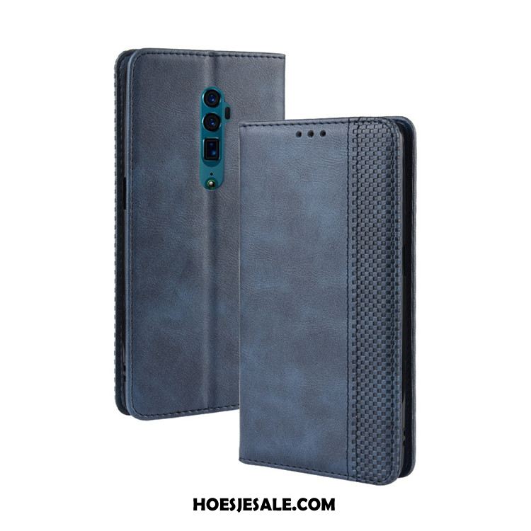 Oppo Reno 10x Zoom Hoesje Donkerblauw Magneet Sluit Hoes Leren Etui Mobiele Telefoon Sale