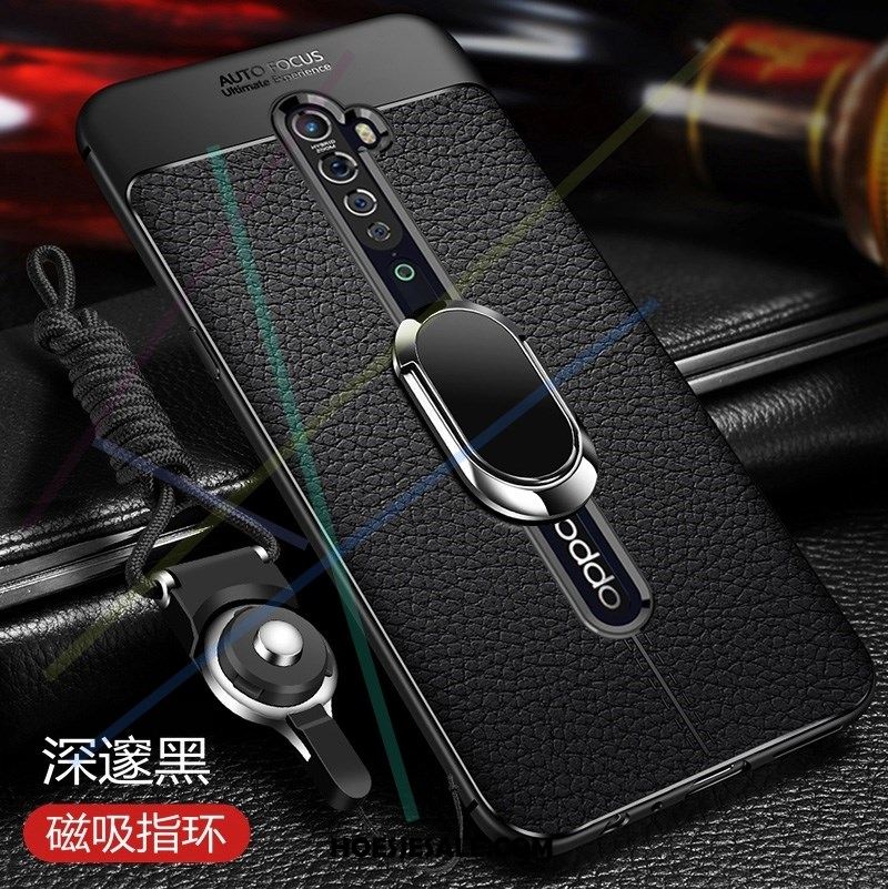Oppo Reno 2 Hoesje Diepe Kleur Zwart Bescherming Leren Etui Clamshell Online