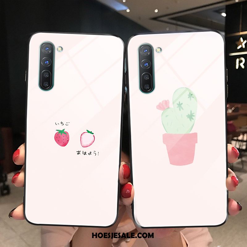 Oppo Reno 3 Hoesje Roze Eenvoudige Hart Spotprent Hoes Online