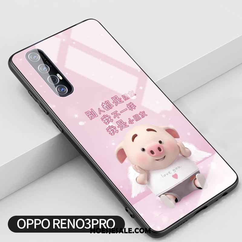 Oppo Reno 3 Pro Hoesje Bloemen Mobiele Telefoon Anti-fall Glas Roze Sale