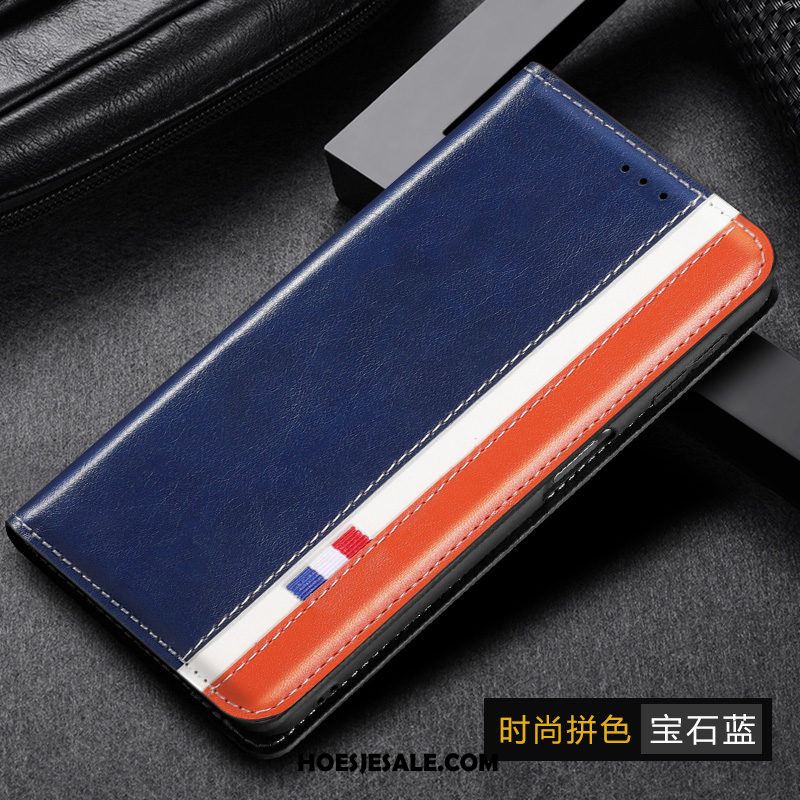 Samsung Galaxy A20s Hoesje Folio Leren Etui Blauw Ster Bedrijf Korting