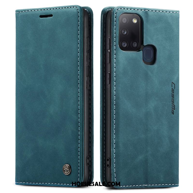 Samsung Galaxy A21s Hoesje Groen Echt Leer Leren Etui Folio Hoes Kopen