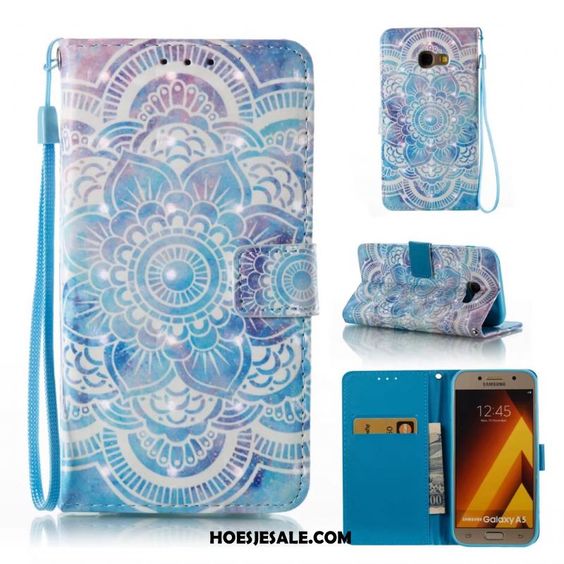 Samsung Galaxy A3 2017 Hoesje Leren Etui Bescherming Blauw Folio Zacht Goedkoop