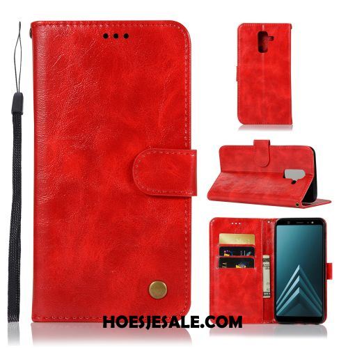 Samsung Galaxy A6+ Hoesje Portemonnee Bescherming Mobiele Telefoon Rood Folio Goedkoop