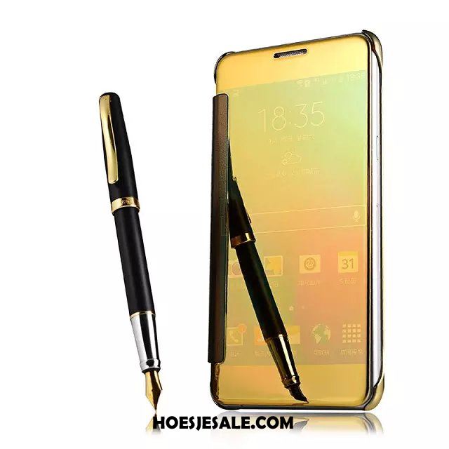 Samsung Galaxy A7 2018 Hoesje Goud Bescherming Mobiele Telefoon Hoes Spiegel Goedkoop