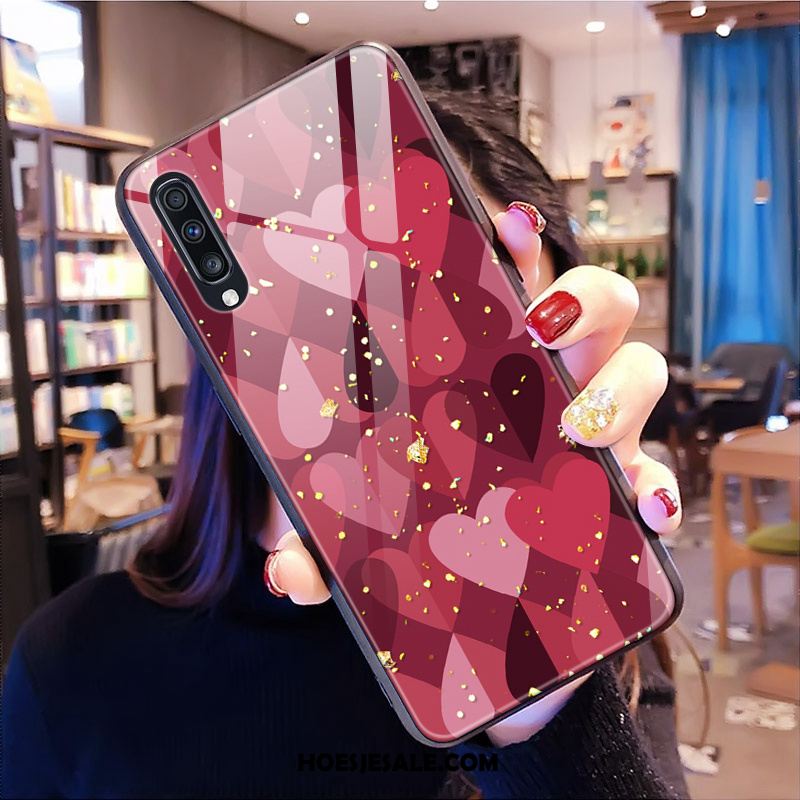 Samsung Galaxy A70 Hoesje Anti-fall Liefde Trendy Merk Rood Roze Goedkoop