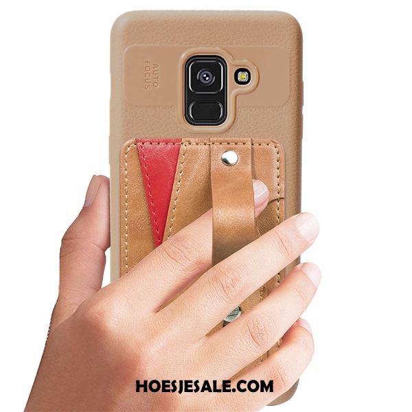 Samsung Galaxy A8 2018 Hoesje Goud Ster Leer Ondersteuning Zacht Kopen