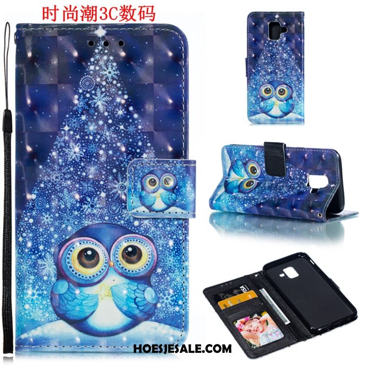 Samsung Galaxy A8 2018 Hoesje Mobiele Telefoon Trend Ster Blauw Folio Goedkoop