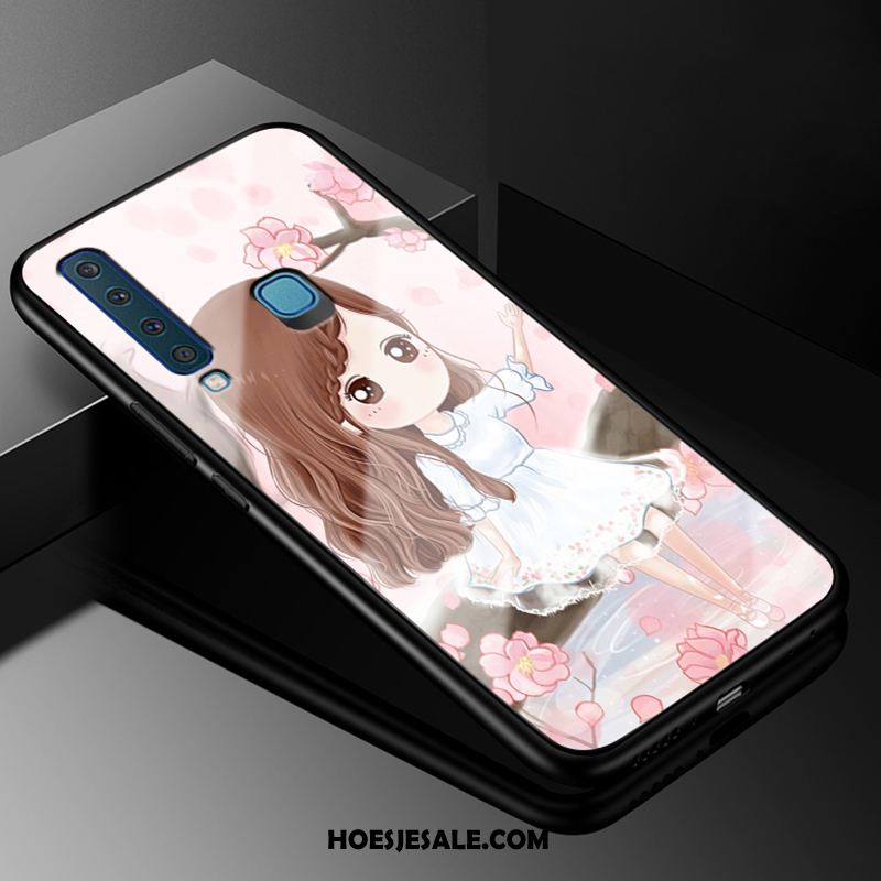 Samsung Galaxy A9 2018 Hoesje Anti-fall Roze Ster Glas Kunst Winkel