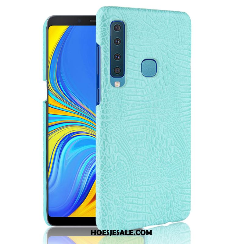 Samsung Galaxy A9 2018 Hoesje Schrobben Blauw Mobiele Telefoon Vintage Krokodillenleer Kopen