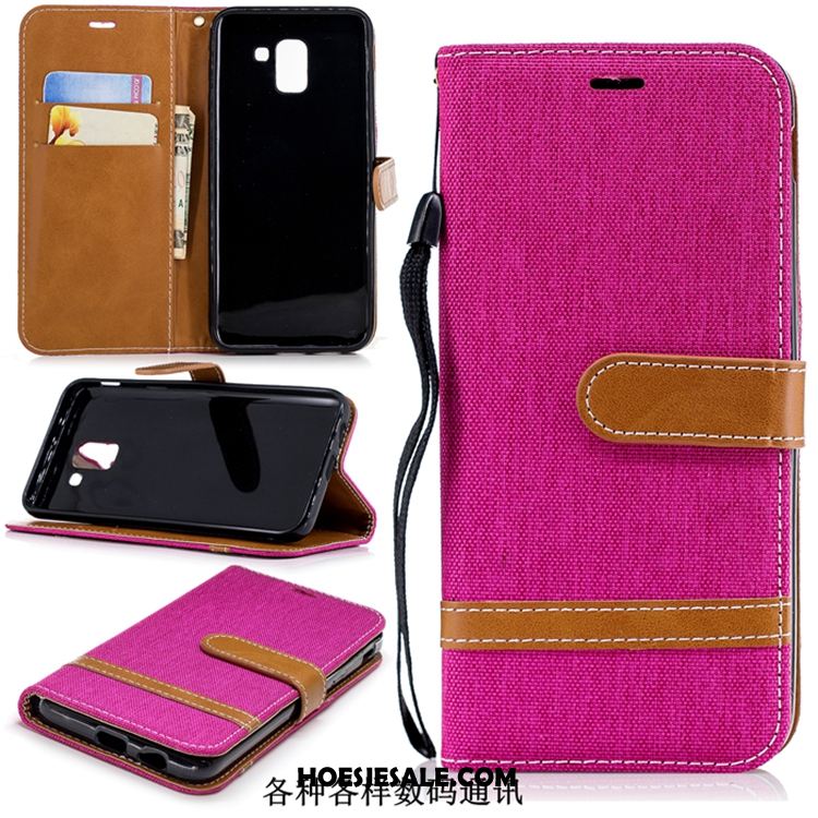 Samsung Galaxy J6 Hoesje Denim Mobiele Telefoon Folio Ster Leren Etui Korting