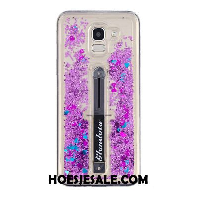 Samsung Galaxy J6 Hoesje Drijfzand Mobiele Telefoon Ring Purper Hanger Winkel