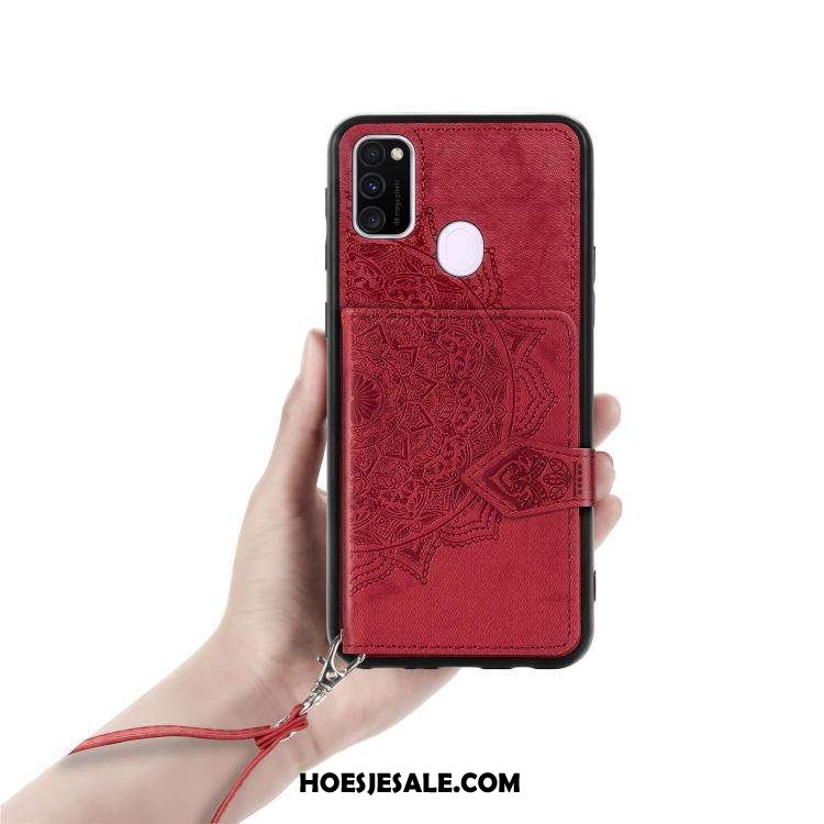 Samsung Galaxy M30s Hoesje Rood Hoes Doek Patroon Ster Kopen