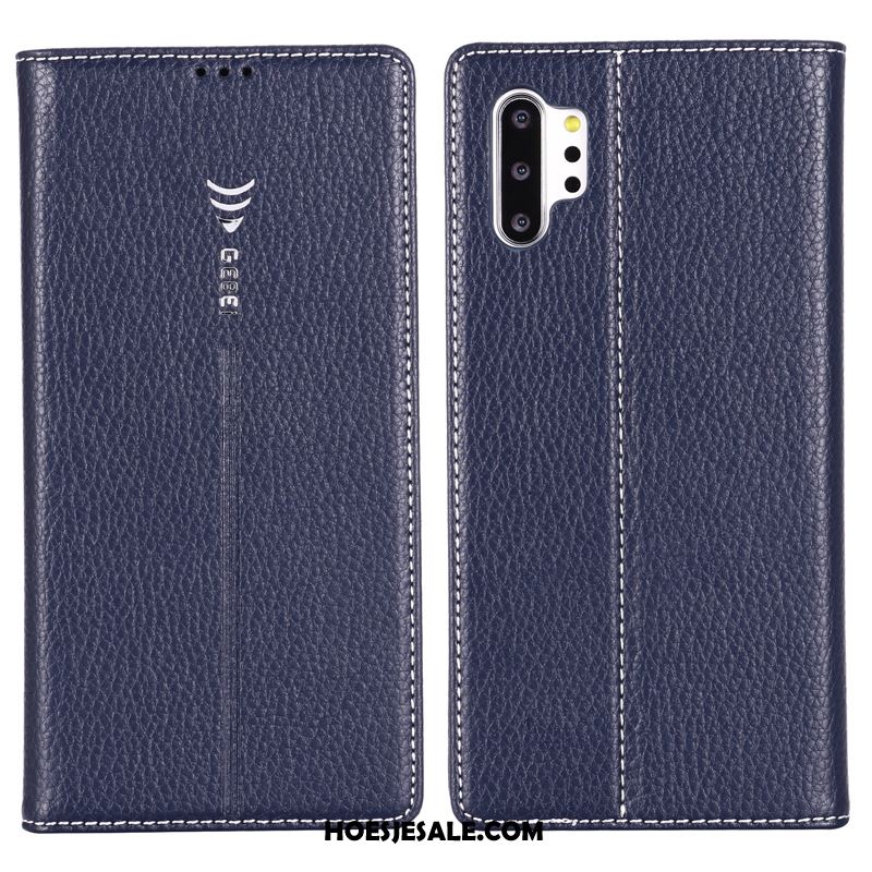 Samsung Galaxy Note 10+ Hoesje Blauw Ster Hoes Bescherming Leren Etui Sale