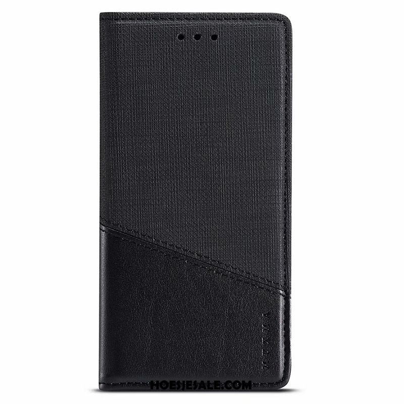 Samsung Galaxy Note 10+ Hoesje Clamshell Leren Etui Ster Doek Zwart Kopen