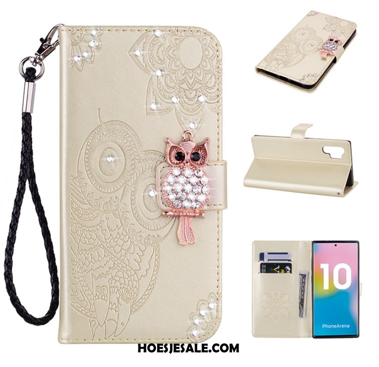 Samsung Galaxy Note 10+ Hoesje Goud Mobiele Telefoon Ster Leren Etui Korting