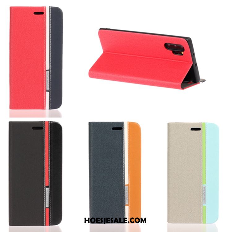 Samsung Galaxy Note 10+ Hoesje Ster Leren Etui Zacht Mobiele Telefoon Rood Online