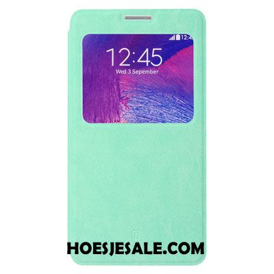 Samsung Galaxy Note 4 Hoesje Hoes Blauw Ster Bescherming Leren Etui Online