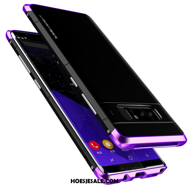 Samsung Galaxy Note 8 Hoesje Bescherming Schrobben Purper Metaal Hard Kopen