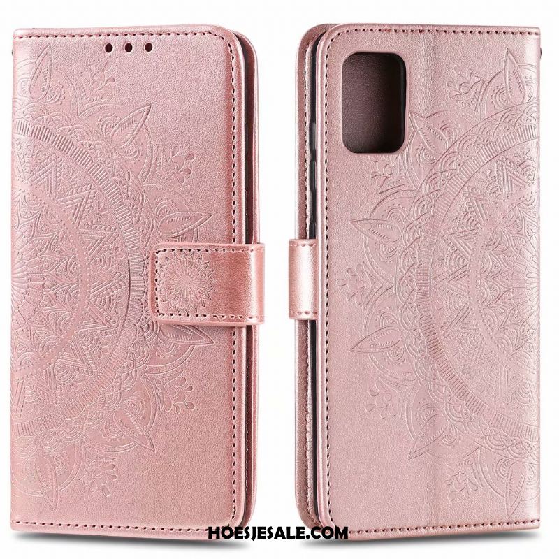 Samsung Galaxy Note20 Hoesje Leren Etui Kaart Clamshell Tas Roze Winkel