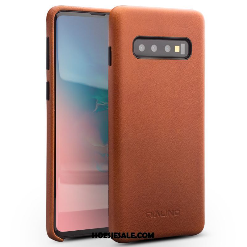 Samsung Galaxy S10 Hoesje Eenvoudige Echt Leer Bedrijf Lichte En Dun Ster Goedkoop