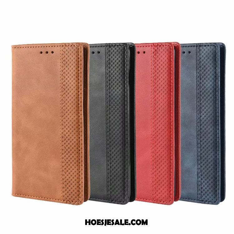 Samsung Galaxy S10 Hoesje Patroon Leren Etui Ster Blauw Bescherming Kopen