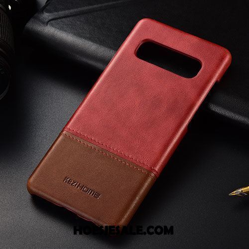 Samsung Galaxy S10+ Hoesje Ster Hoes Echt Leer Rood Bedrijf Sale