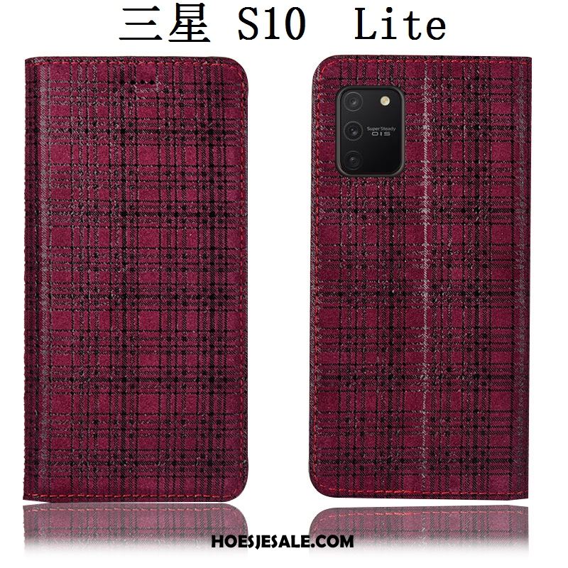 Samsung Galaxy S10 Lite Hoesje All Inclusive Folio Hoes Wijnrood Fluweel Sale