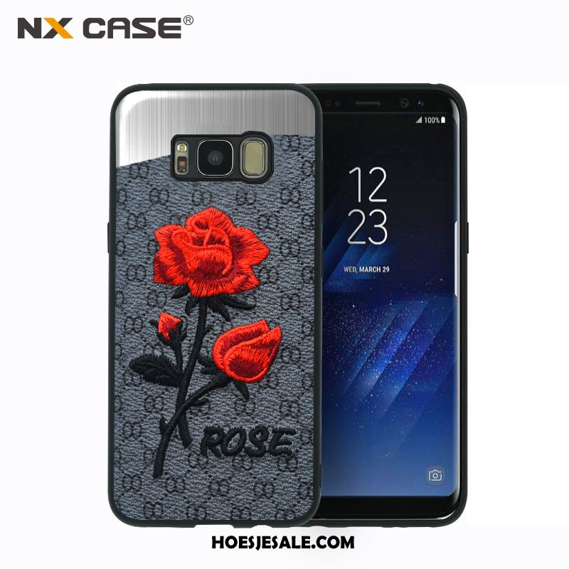 Samsung Galaxy S8 Hoesje All Inclusive Roze Borduurwerk Dun Bloemen Kopen