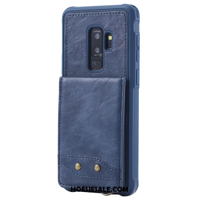 Samsung Galaxy S9+ Hoesje Blauw Kaart Hanger Leren Etui Anti-fall Kopen