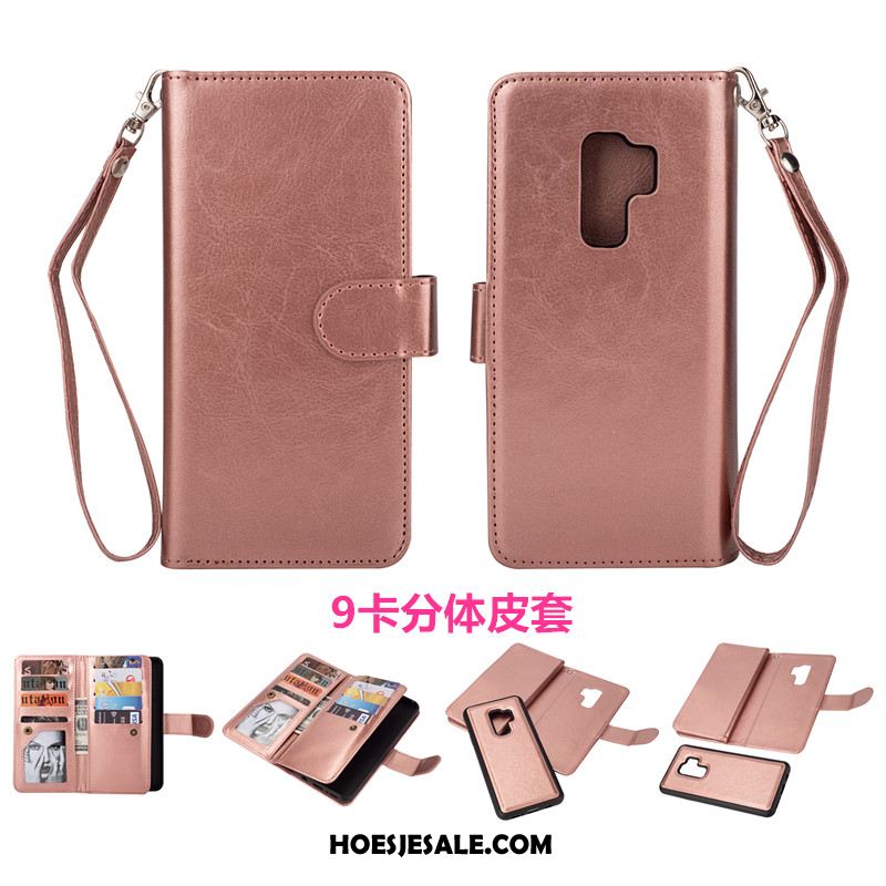 Samsung Galaxy S9+ Hoesje Folio Leren Etui Rose Goud Mobiele Telefoon Ster Sale