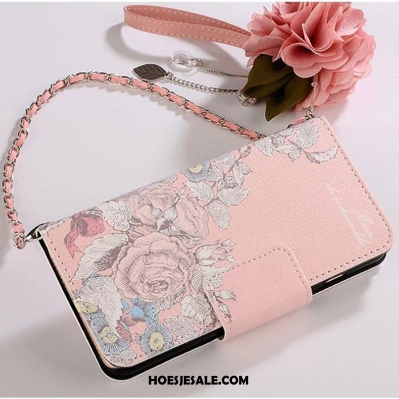 Samsung Galaxy S9+ Hoesje Mobiele Telefoon Leren Etui Folio Ketting Bescherming Winkel