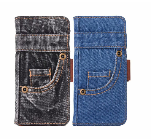 Samsung Galaxy S9+ Hoesje Trendy Merk Hoes Denim Ster Leren Etui Goedkoop