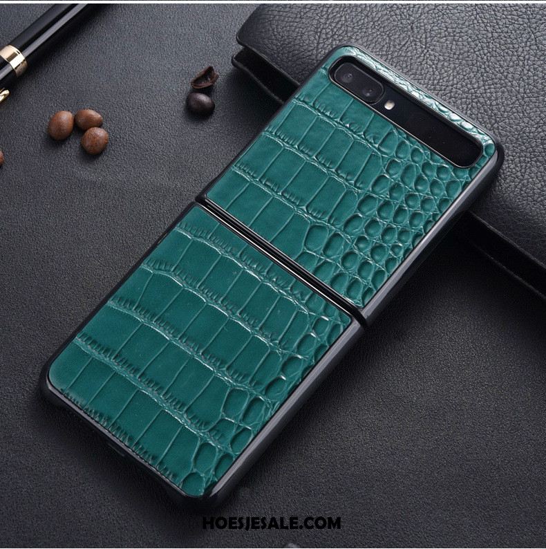 Samsung Z Flip Hoesje Bescherming Leren Etui Ster Groen Hoes Sale