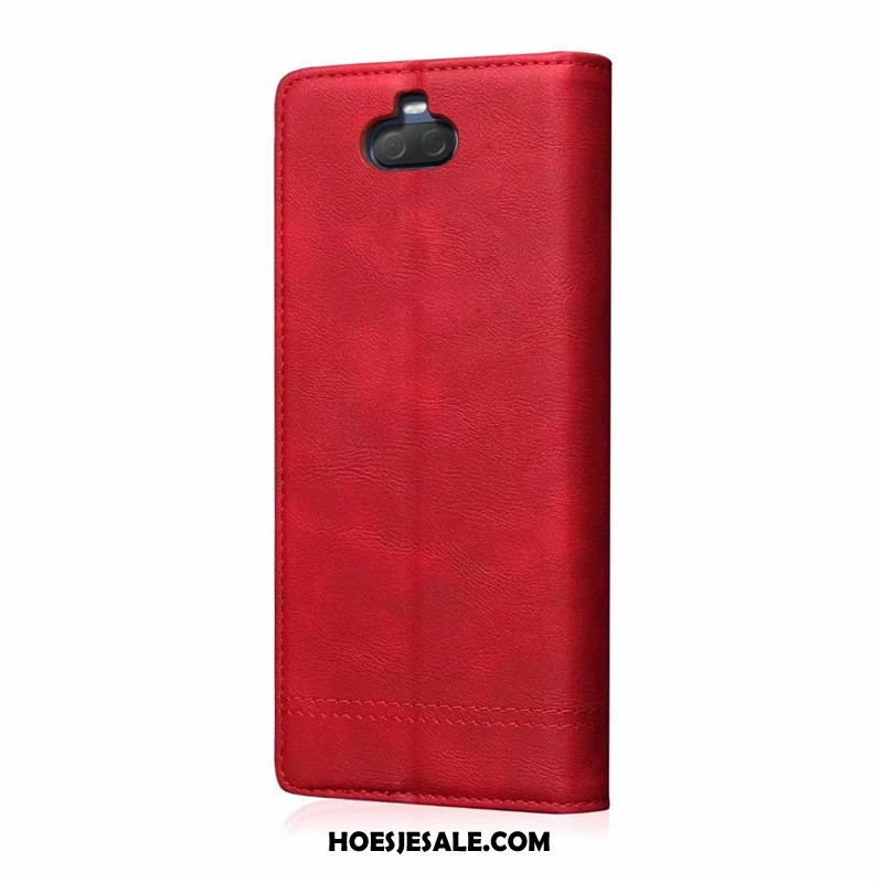 Sony Xperia 10 Plus Hoesje Anti-fall All Inclusive Leren Etui Folio Rood Kopen