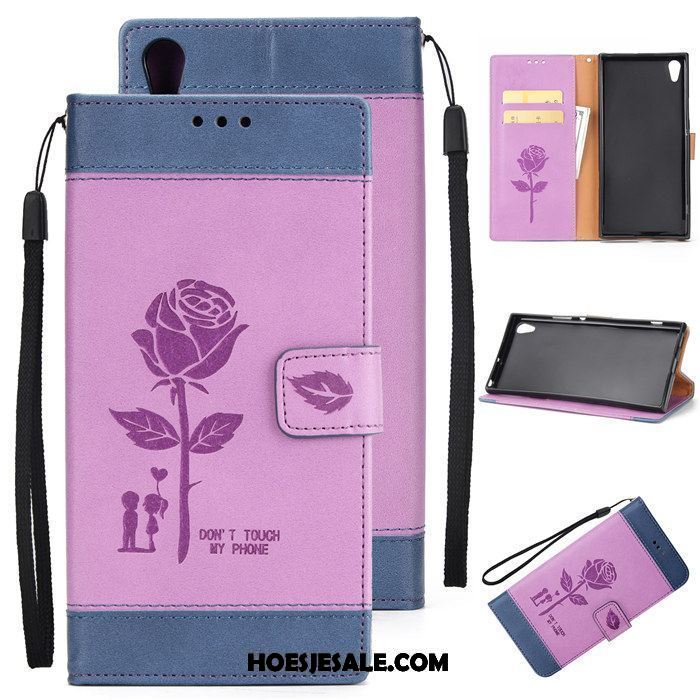 Sony Xperia Xa1 Hoesje Purper Anti-fall Hoes Mobiele Telefoon Leren Etui Korting