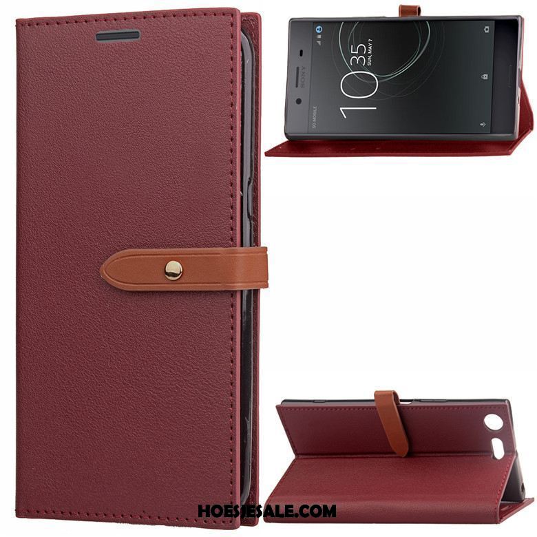 Sony Xperia Xz Premium Hoesje Leren Etui Wijnrood Folio Siliconen Hoes Sale