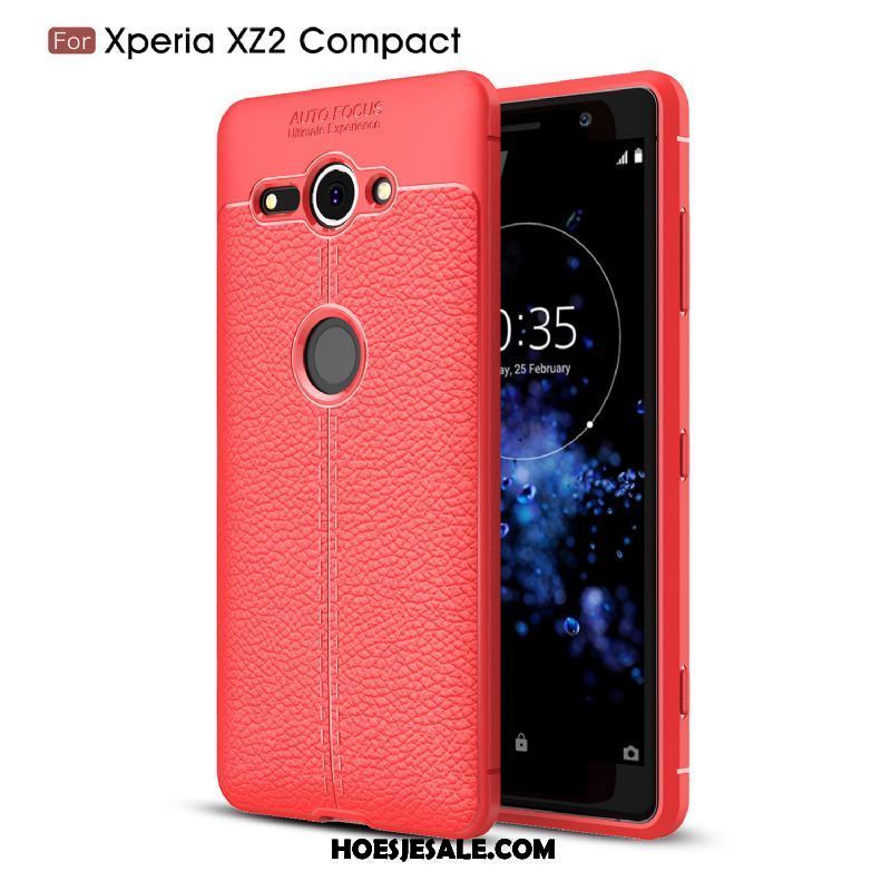 Sony Xperia Xz2 Compact Hoesje Rood Leer All Inclusive Bescherming Zacht Goedkoop