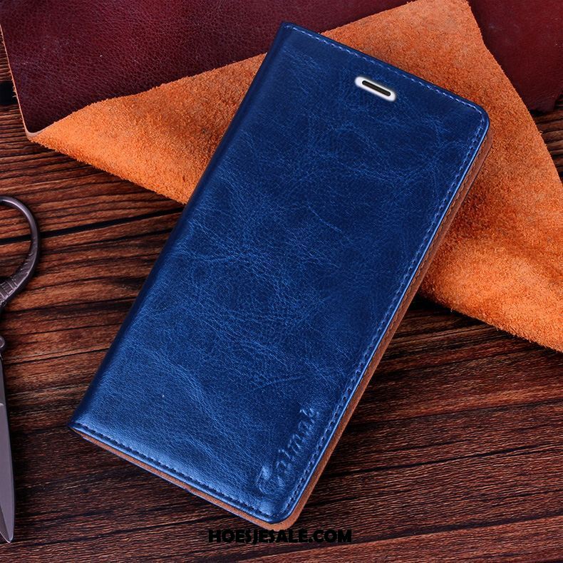 Sony Xperia Z3+ Hoesje Leren Etui Hoes Donkerblauw Mobiele Telefoon Bescherming Winkel