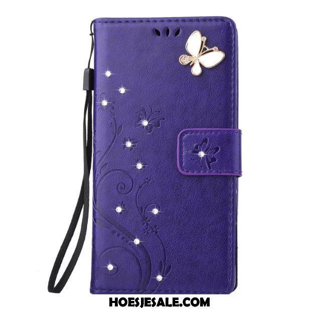 Sony Xperia Z3+ Hoesje Purper Hoes Folio Mobiele Telefoon Leren Etui Goedkoop