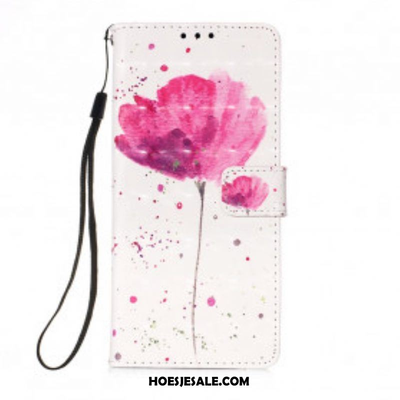 Telefoonhoesje Leren Hoesje voor Moto G50 Aquarel Papaver