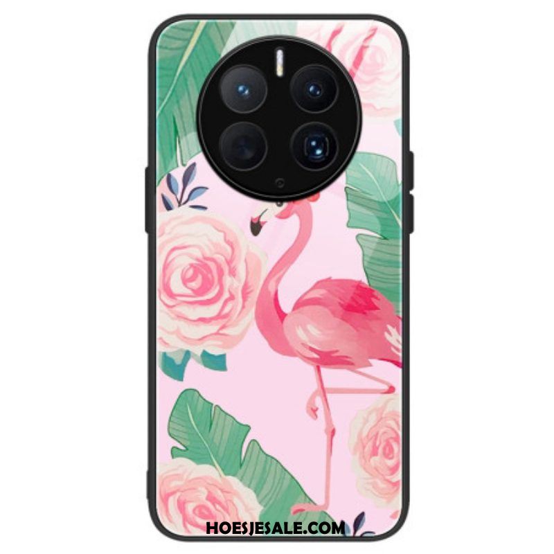 Telefoonhoesje voor Huawei Mate 50 Pro Flamingo Gehard Glas