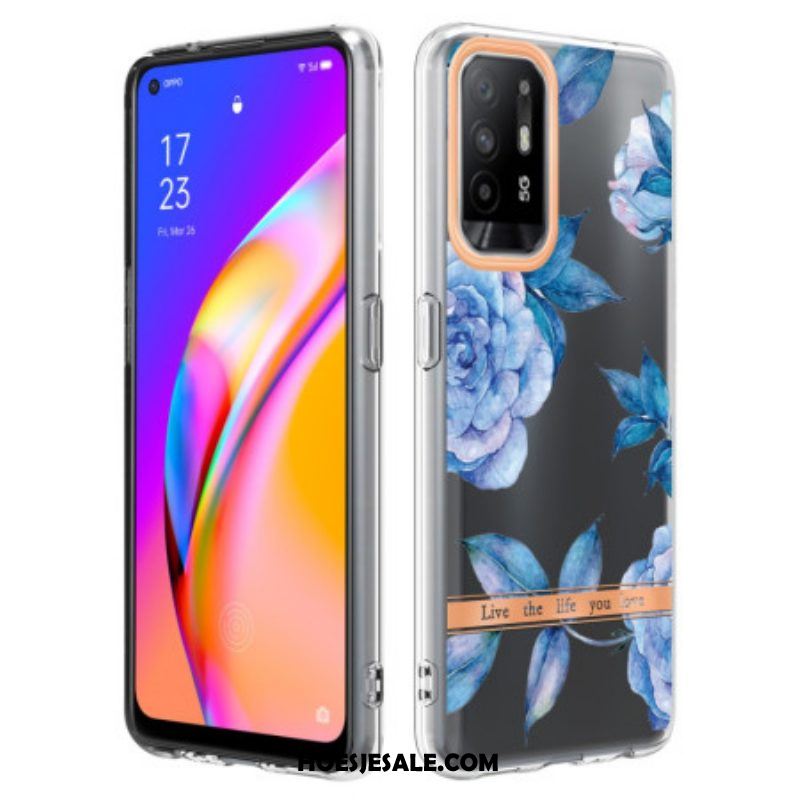 Telefoonhoesje voor Oppo A94 5G Pioenrozen Bloemen Naadloze