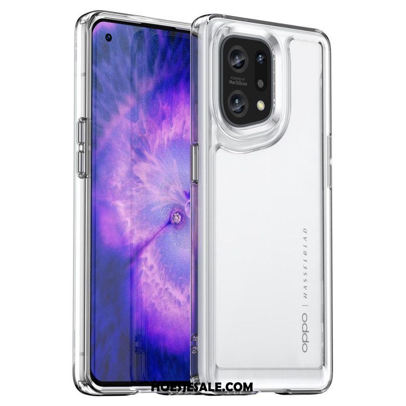 Telefoonhoesje voor Oppo Find X5 Hybride Transparant Gekleurde Randen