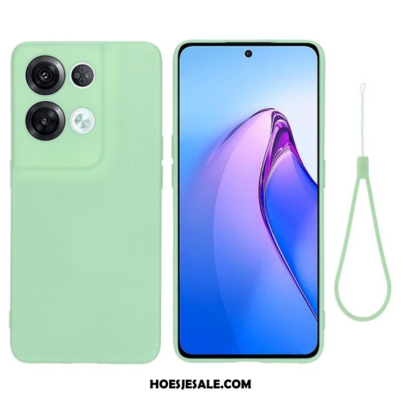 Telefoonhoesje voor Oppo Reno 8 Pro Met Ketting Vloeibare Siliconen Met Bandjes