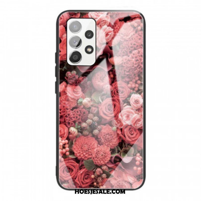 Telefoonhoesje voor Samsung Galaxy A53 5G Rose Bloemen Gehard Glas