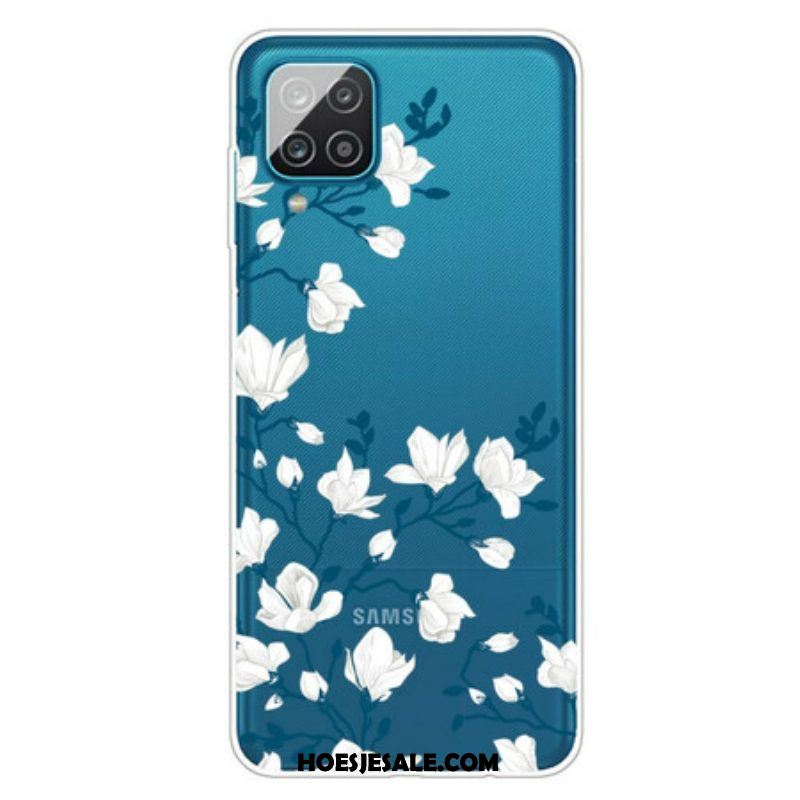 Telefoonhoesje voor Samsung Galaxy M12 / A12 Witte Bloemen