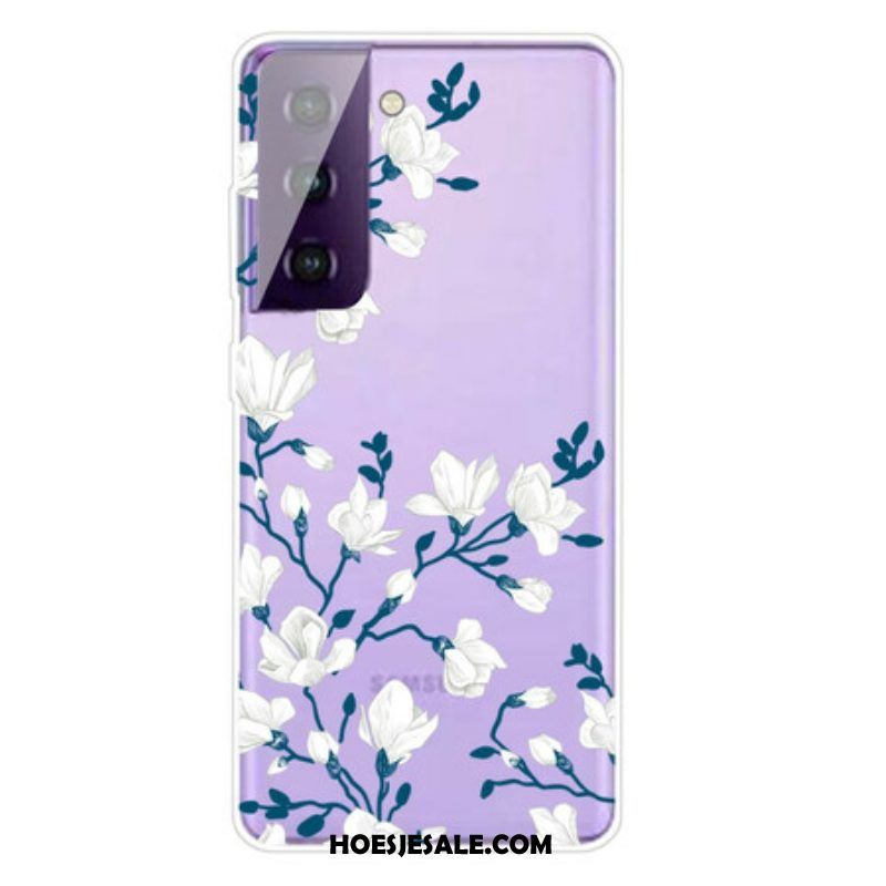 Telefoonhoesje voor Samsung Galaxy S21 5G Witte Bloemen