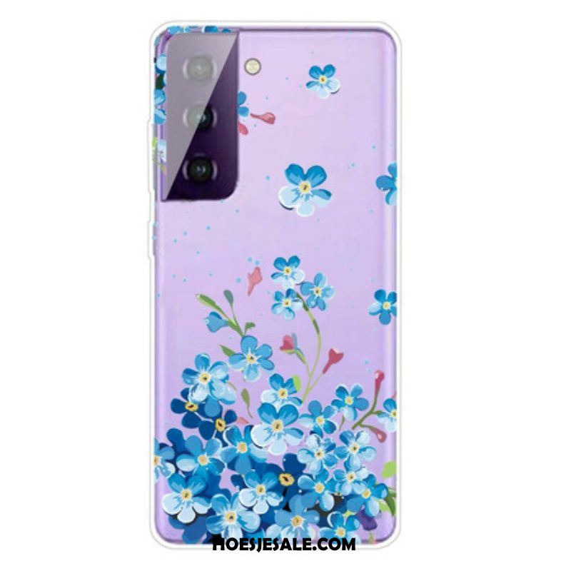 Telefoonhoesje voor Samsung Galaxy S21 FE Blauwe Bloemen