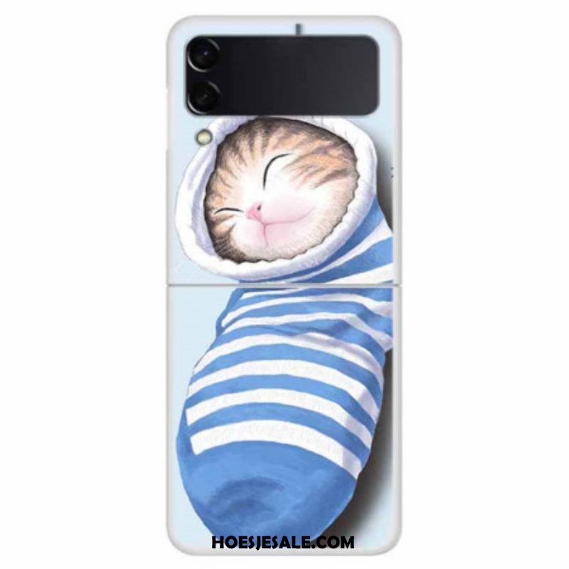 Telefoonhoesje voor Samsung Galaxy Z Flip 4 Folio-hoesje Slapend Katje